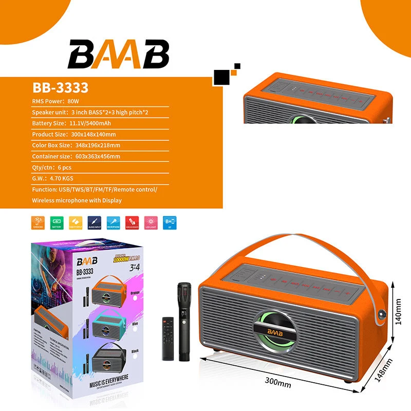 BB-3333 3 Inch Beach Speaker BT 5.1 RGB LED TF Card - Image 6